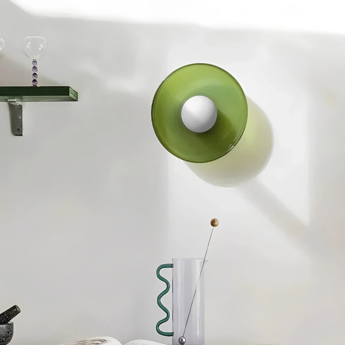 Plafonnier Verre Coloré Nordique G9 Jaune Vert Brun Blanc Tricolore