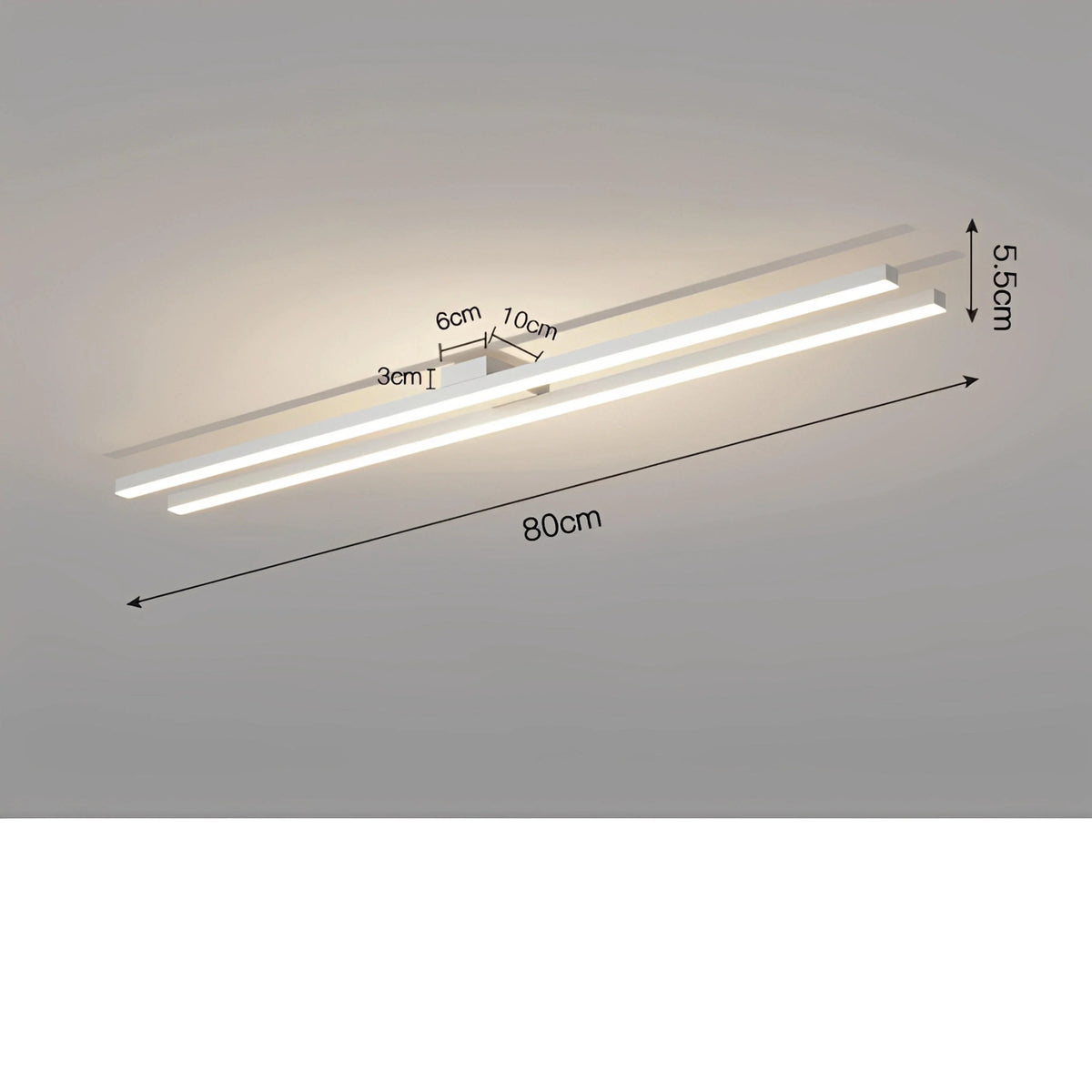 Plafonnier Industriel LED Barre Lumineuse 60cm 80cm 120cm Noir Blanc Dimmable