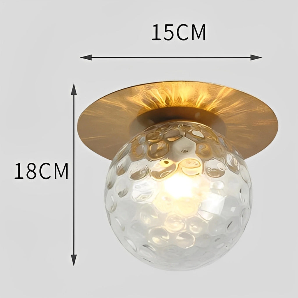 Plafonnier LED Boule Verre Facetté 15cm Doré Noir