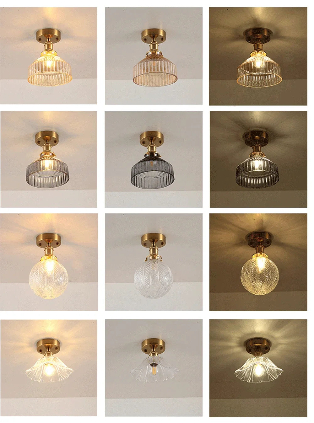 Plafonnier Verre Rétro Loft Vintage E27 22 Modèles Fer et Verre