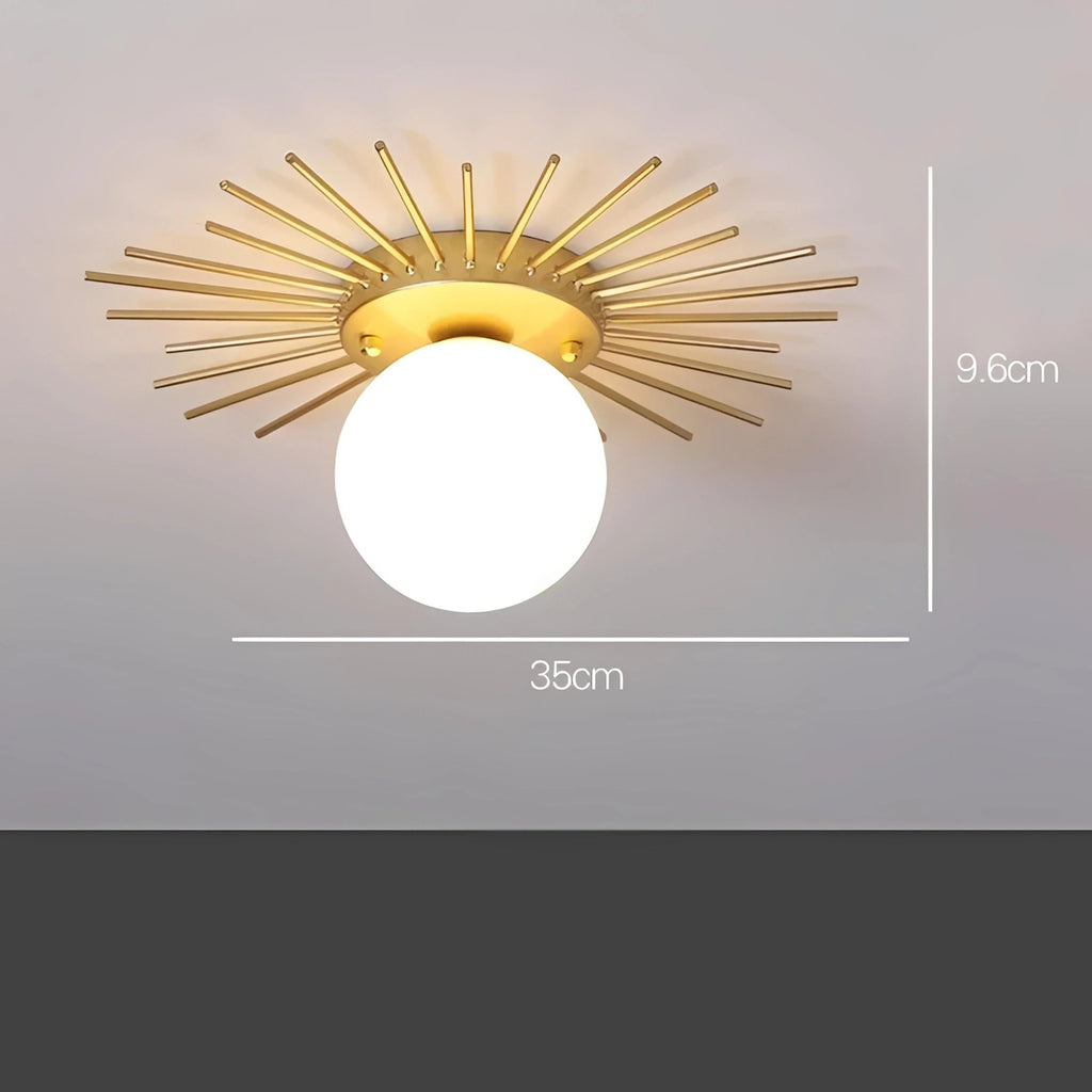 Plafonnier LED Boule Verre et Métal Doré 25cm 35cm Tricolore