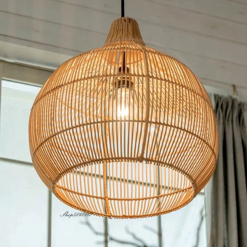 Plafonnier Bambou Forme de Goutte 30cm à 60cm Naturel ou Noir