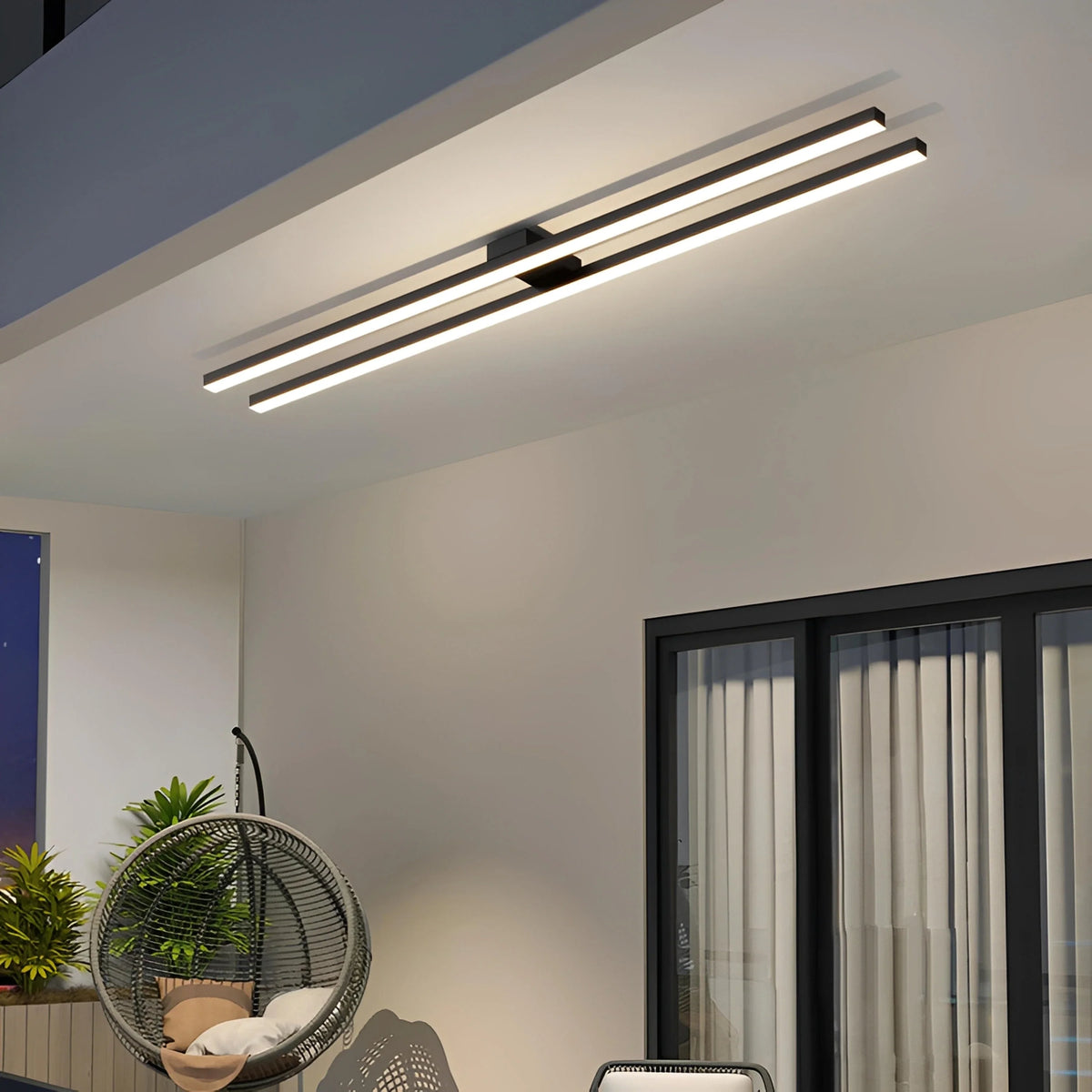 Plafonnier Industriel LED Barre Lumineuse 60cm 80cm 120cm Noir Blanc Dimmable