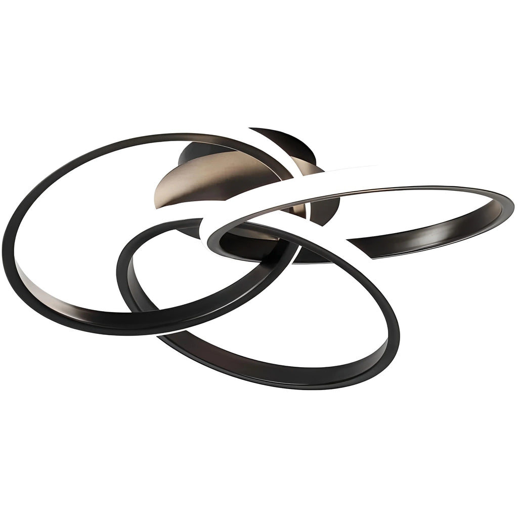 Plafonnier LED Anneaux Métal Entrelacés 42cm 52cm Doré Noir Tricolore