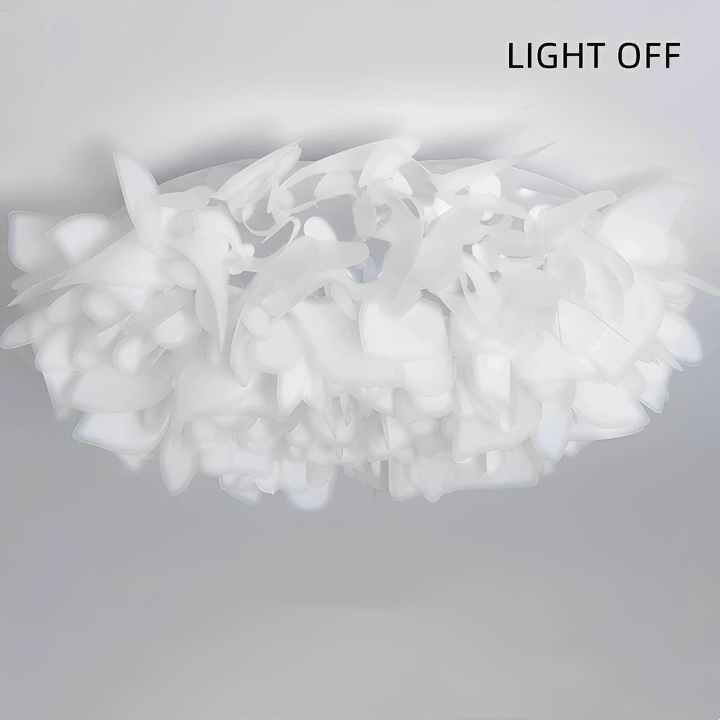 Plafonnier LED Fleurs Blanches Nordique 53cm 73cm Dimmable Télécommande