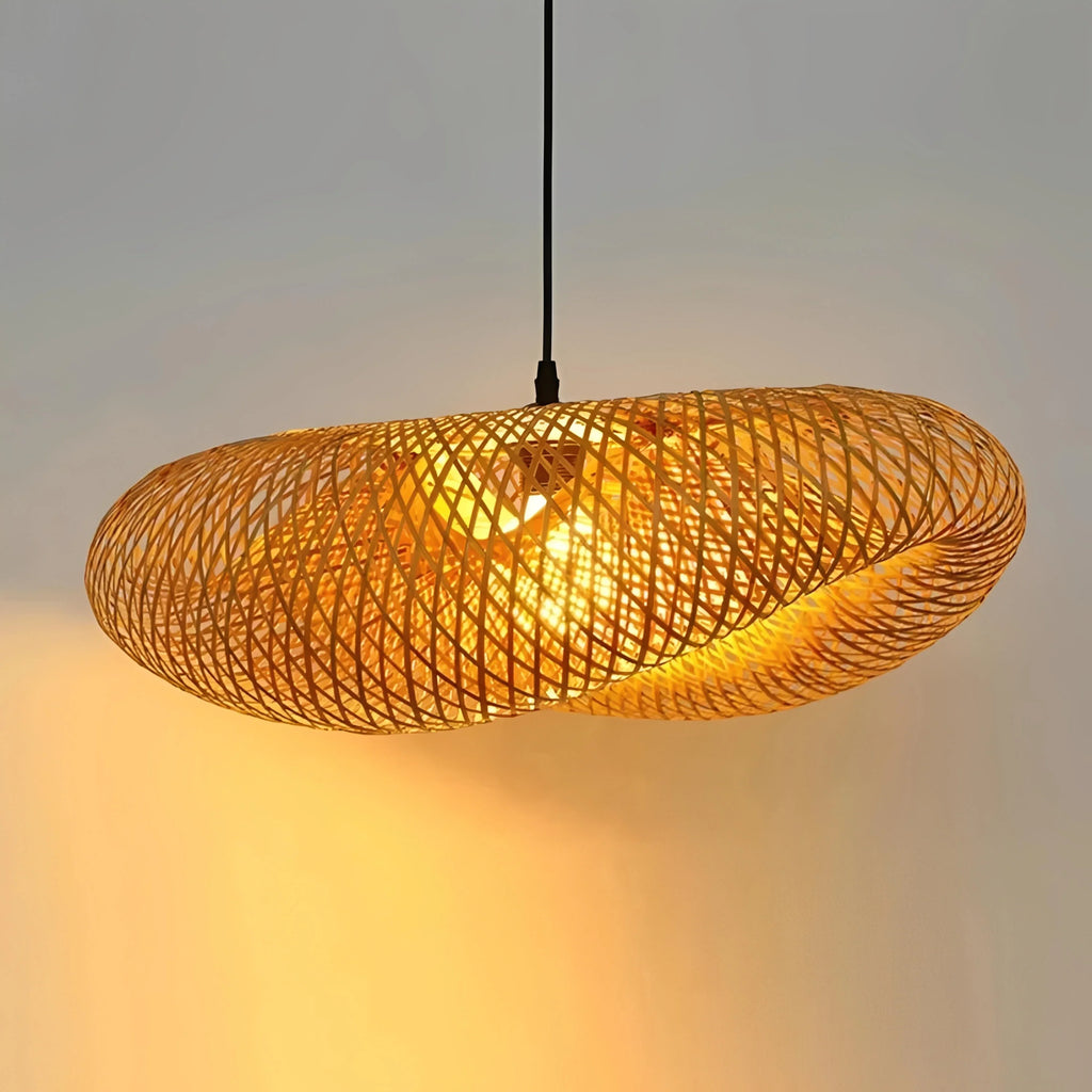 Plafonnier Rotin Tressé 40cm 60cm 80cm Style Japonais