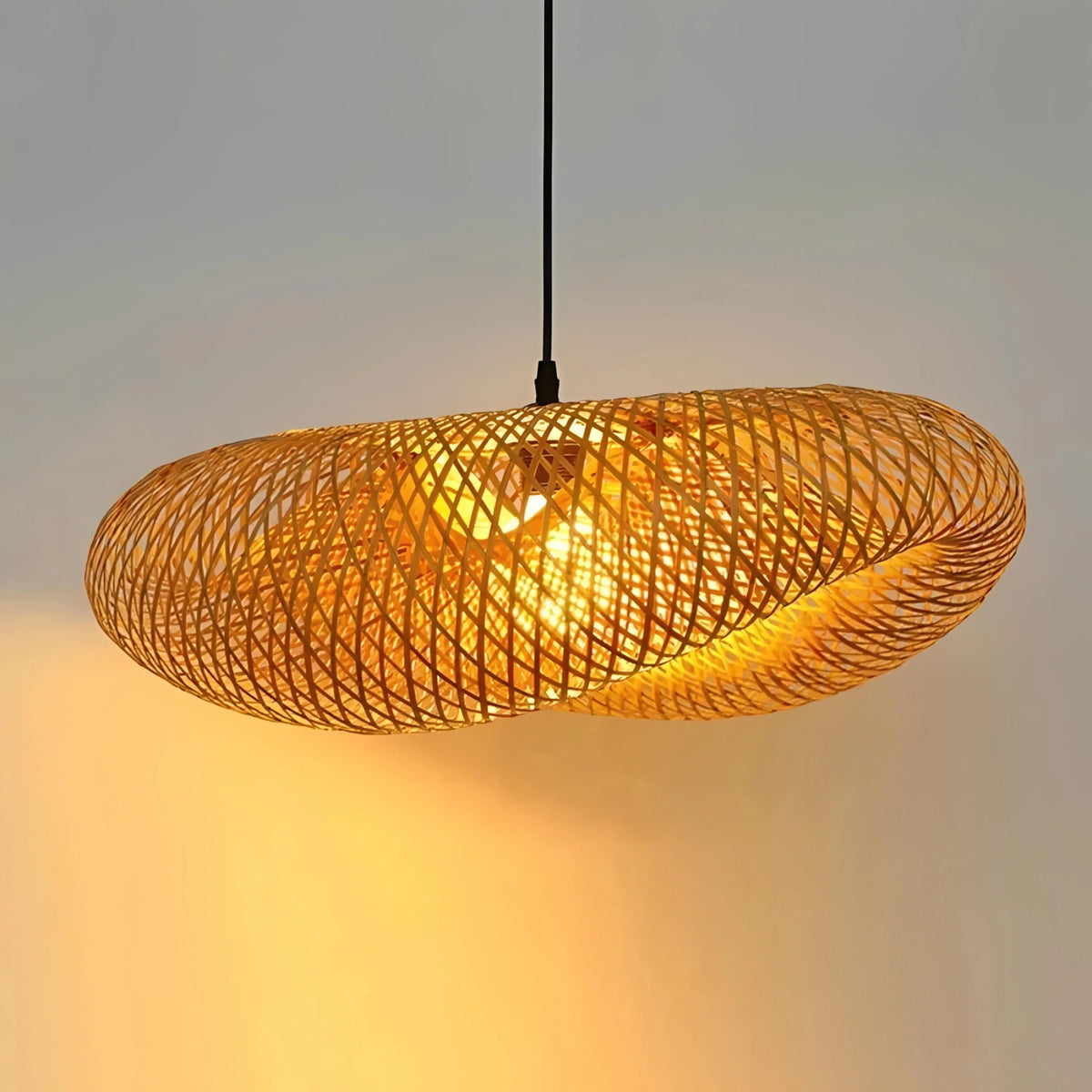 Plafonnier Rotin Tressé 40cm 60cm 80cm Style Japonais