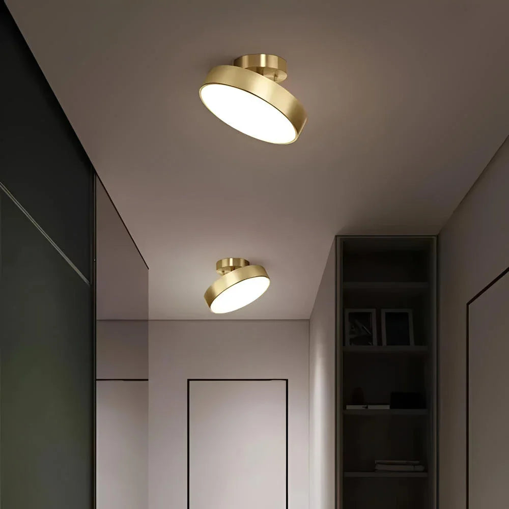 Plafonnier LED Doré Laiton Brossé Rond 30cm