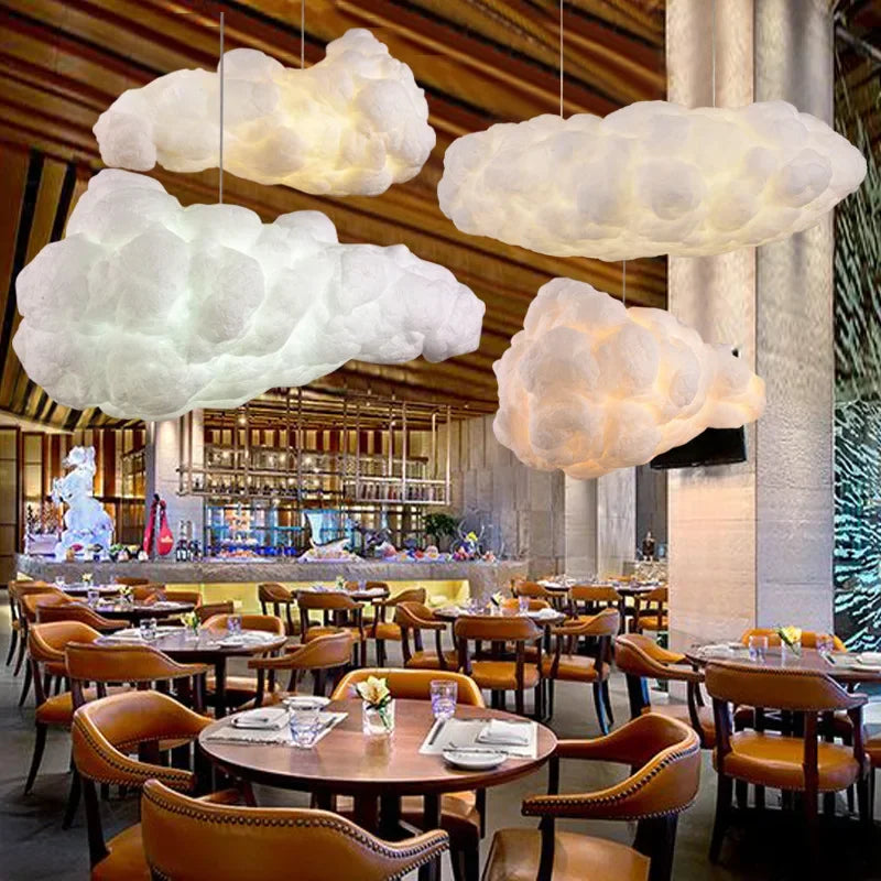 Plafonnier Nuage LED Suspendu Texture Coton 30cm à 60cm Tricolore