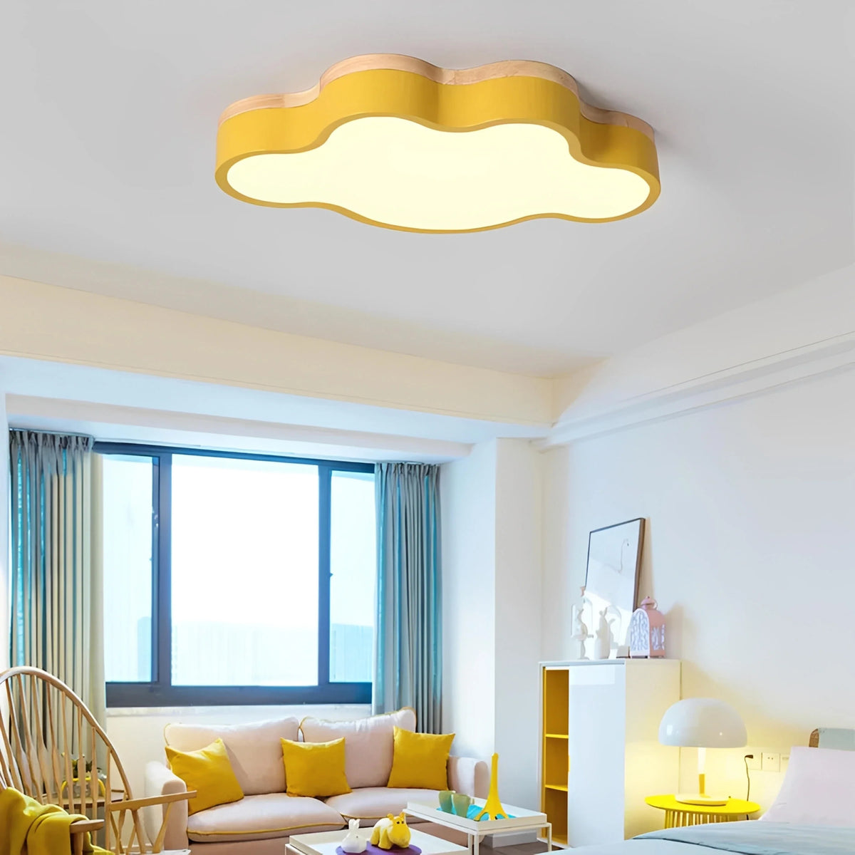 Plafonnier LED Bois Forme de Nuage 50x28cm 5 Couleurs Dimmable Chambre Enfant