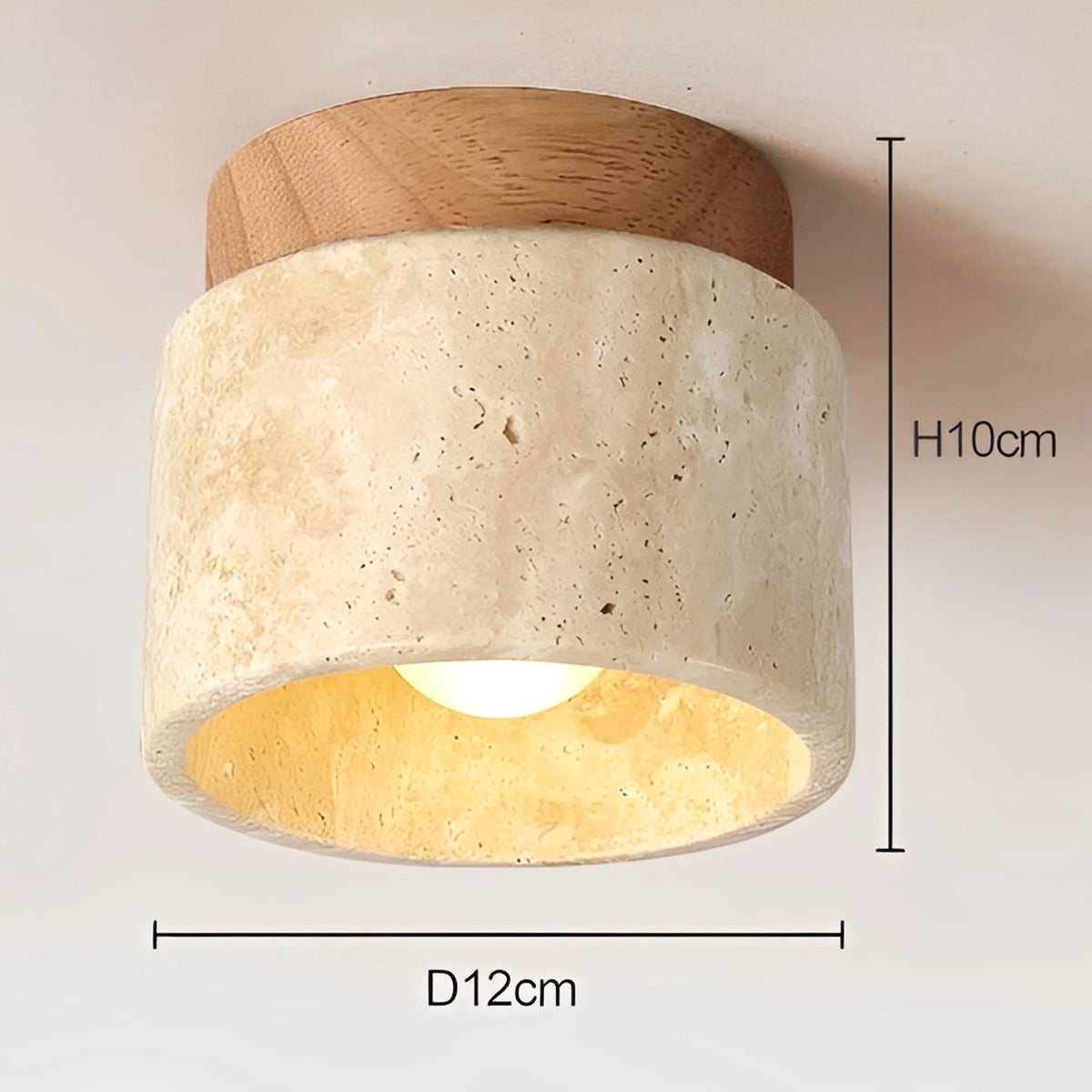 Plafonnier Wabi-Sabi Marbre Jaune Bois Clair ou Noyer