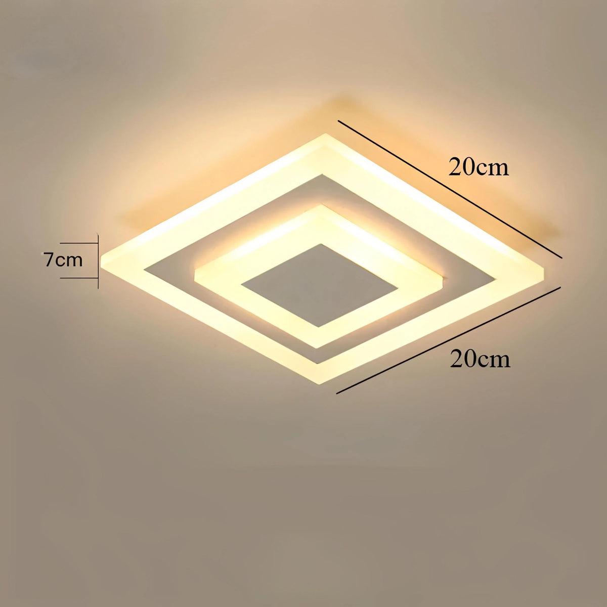 Plafonnier Carré LED Double Cadre Noir Blanc Tricolore