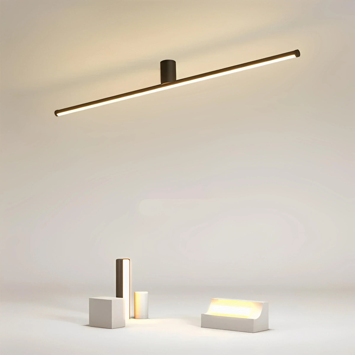 Plafonnier LED Linéaire Nordique 100cm 120cm Noir Blanc Dimmable Couloir