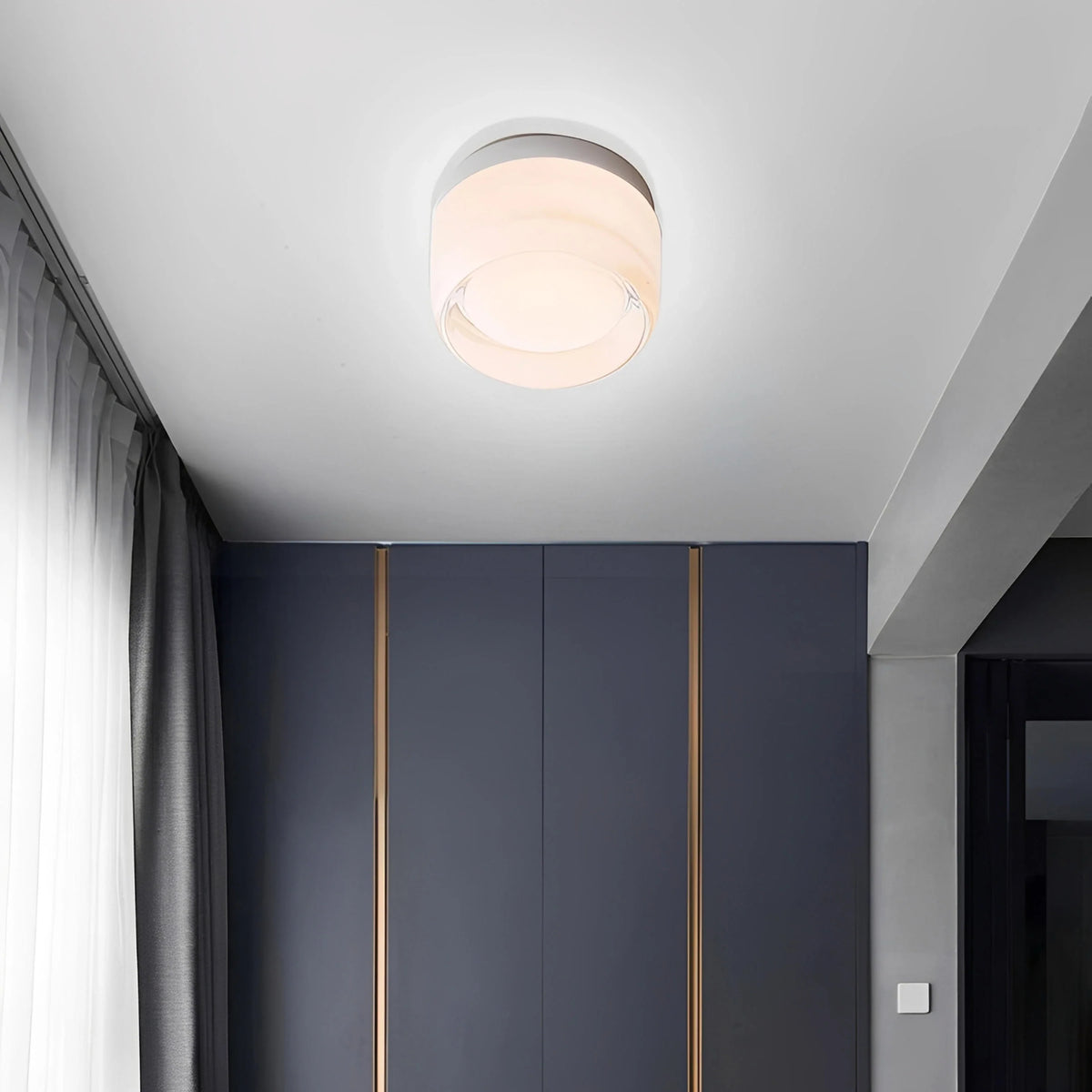 Plafonnier LED Verre Minimaliste Nordique Ambré Gris Blanc