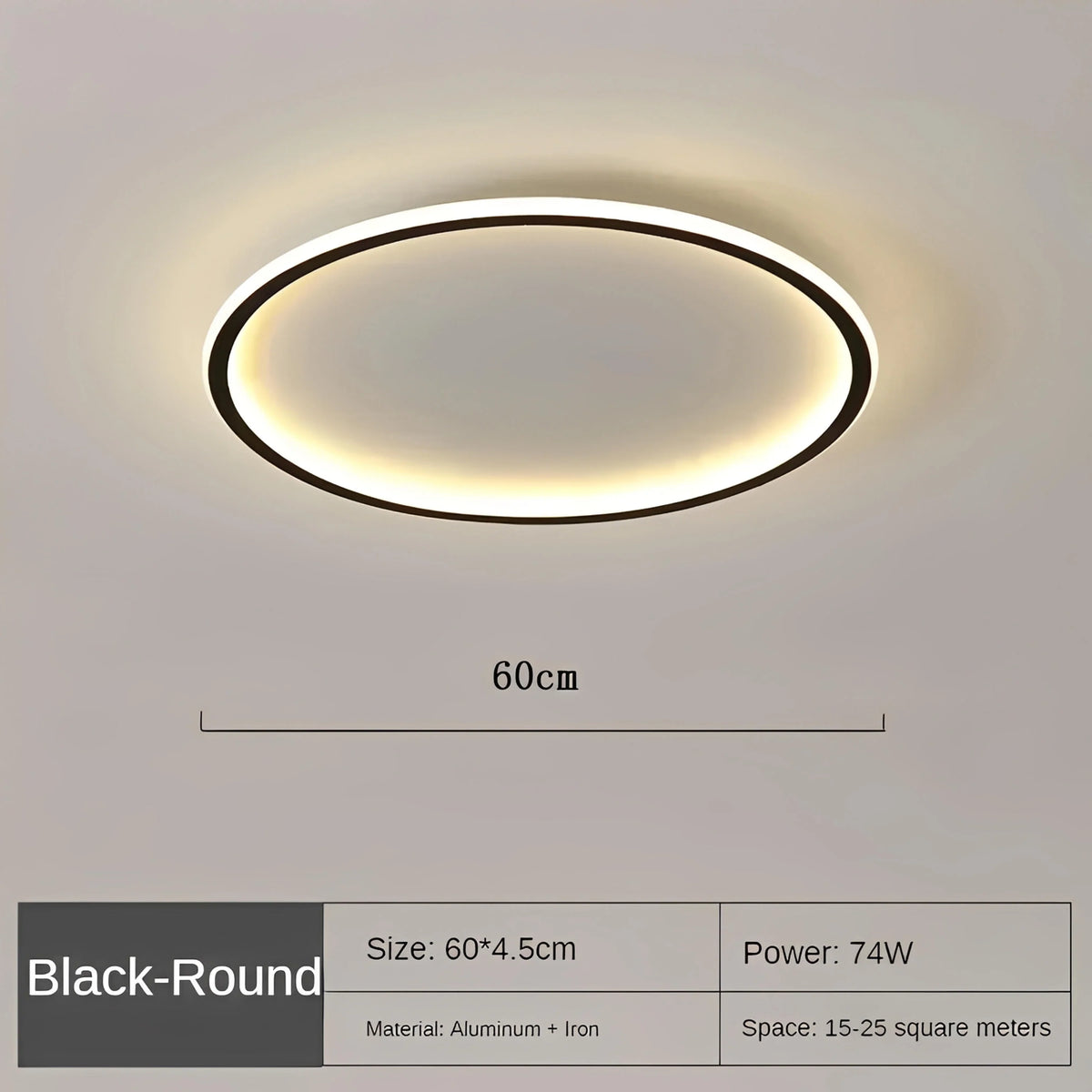 Plafonnier LED Rond Scandinave Ultra-Fin Aluminium Noir Blanc Doré Dimmable