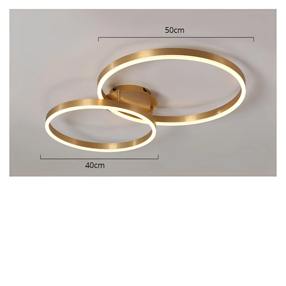 Plafonnier LED Rond Doré Anneaux Acrylique 40cm à 60cm Dimmable Télécommande