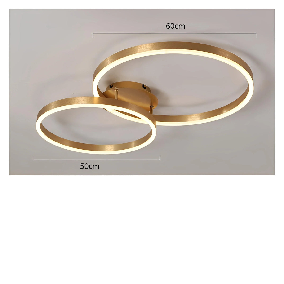 Plafonnier LED Rond Doré Anneaux Acrylique 40cm à 60cm Dimmable Télécommande