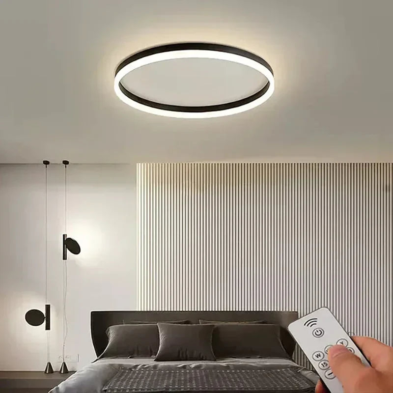 Plafonnier LED Circulaire Nordique 30cm 50cm Noir Blanc Dimmable Télécommande