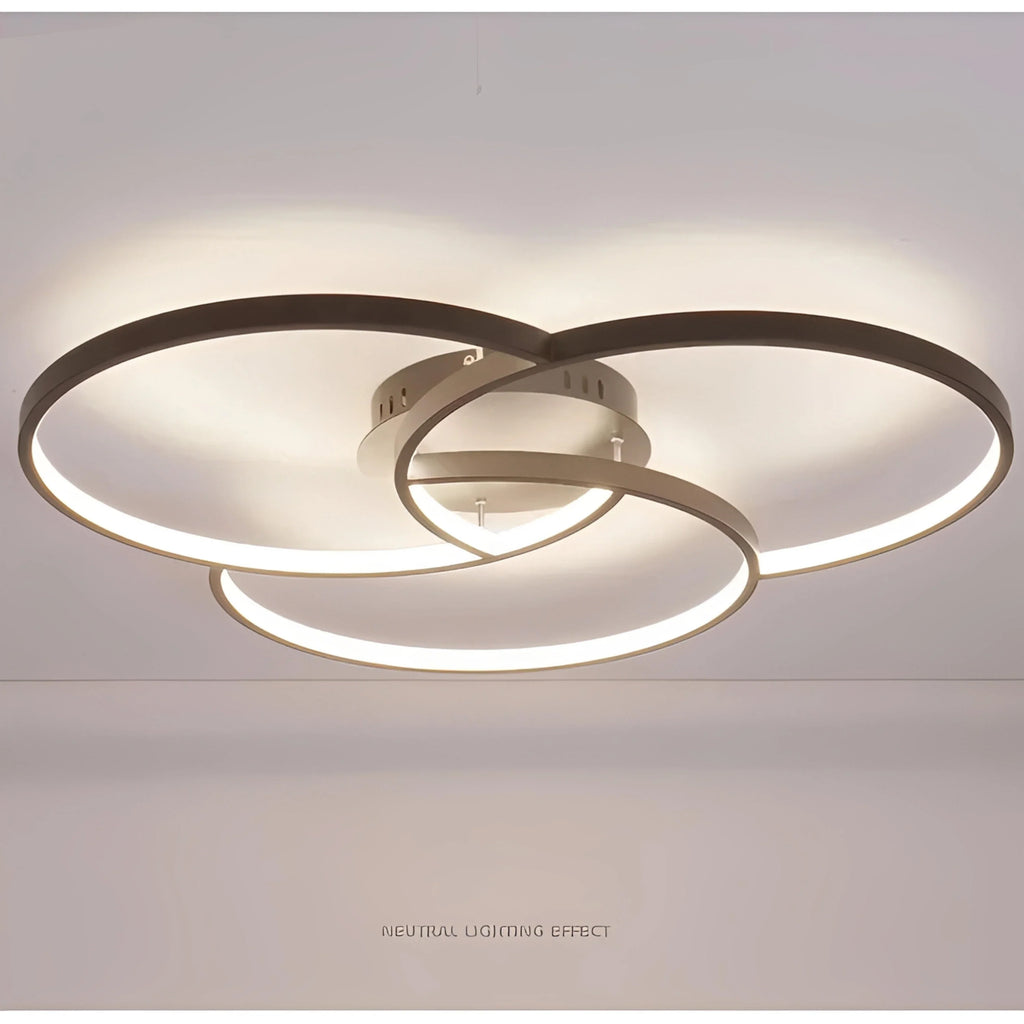 Plafonnier LED Rosace Trois Cercles 58cm 74cm 90cm Noir Blanc Dimmable