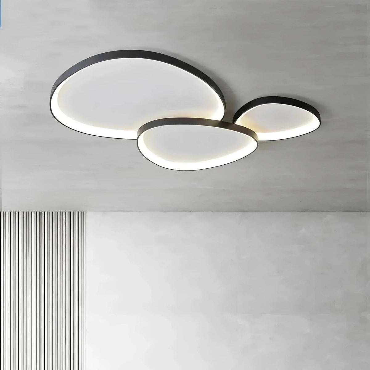 Plafonnier LED Rond Nordique Double Cercle 42cm 90cm Noir Blanc Dimmable