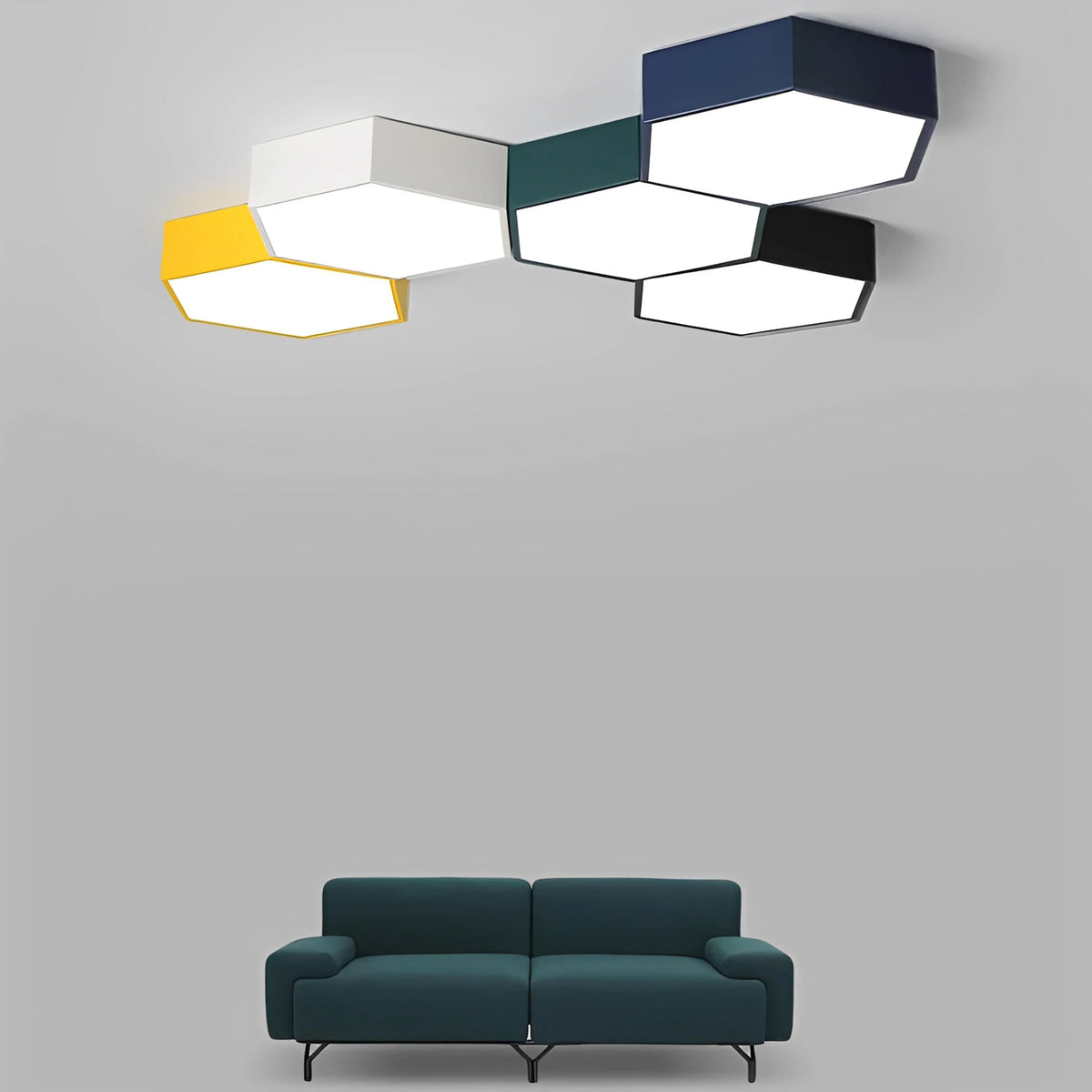 Plafonnier LED Hexagonal Nid d'Abeille Coloré 2 à 5 Modules Dimmable