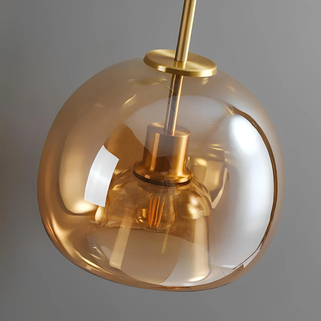Plafonnier LED Verre Ambré ou Gris Fumé Avec ou Sans Tige