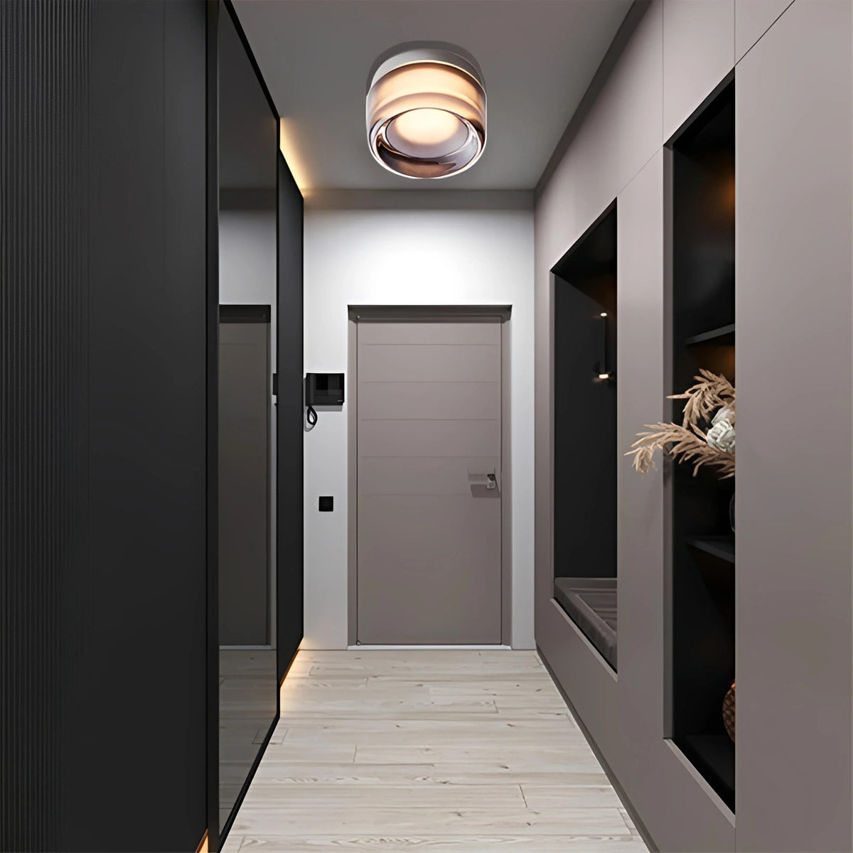 Plafonnier LED Verre Minimaliste Nordique Ambré Gris Blanc