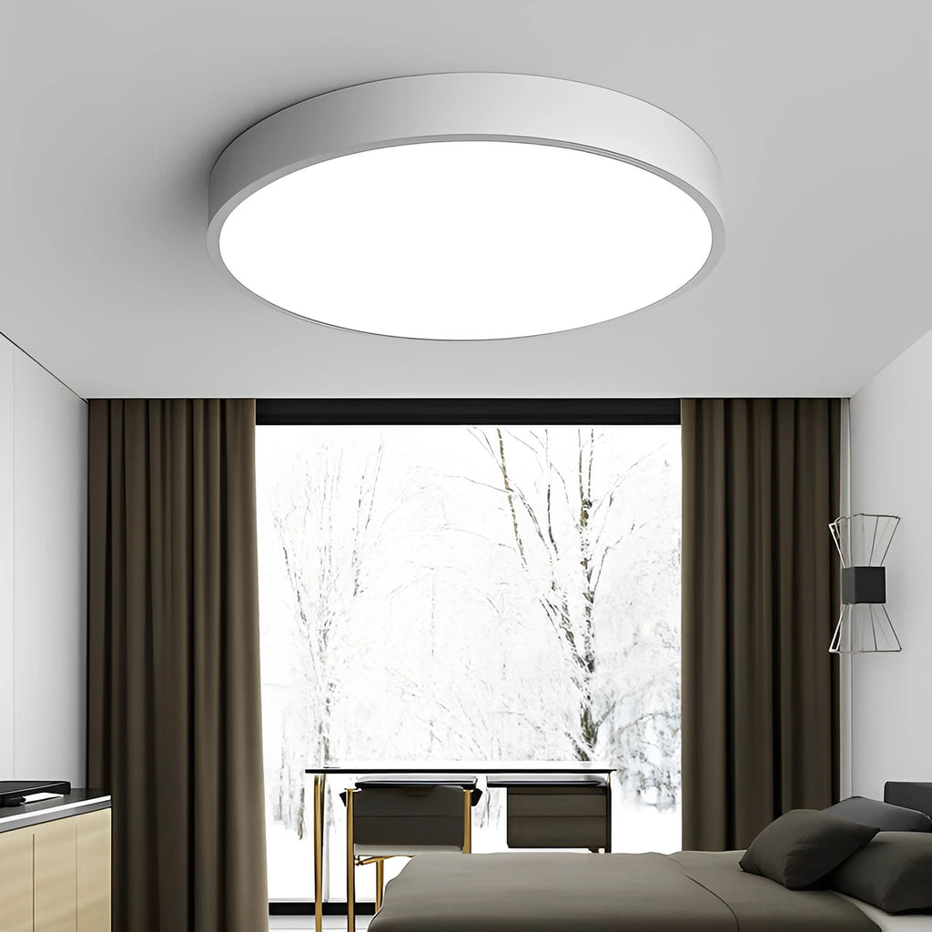 Plafonnier LED Rond Plat 5cm d'Épaisseur 23cm à 60cm Noir Blanc Dimmable