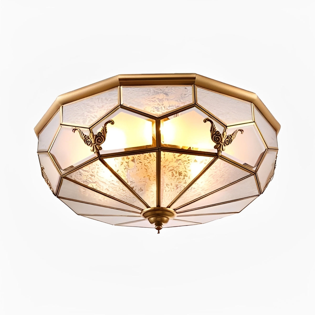 Plafonnier Verre Texturé Vintage Doré 35cm 45cm 59cm