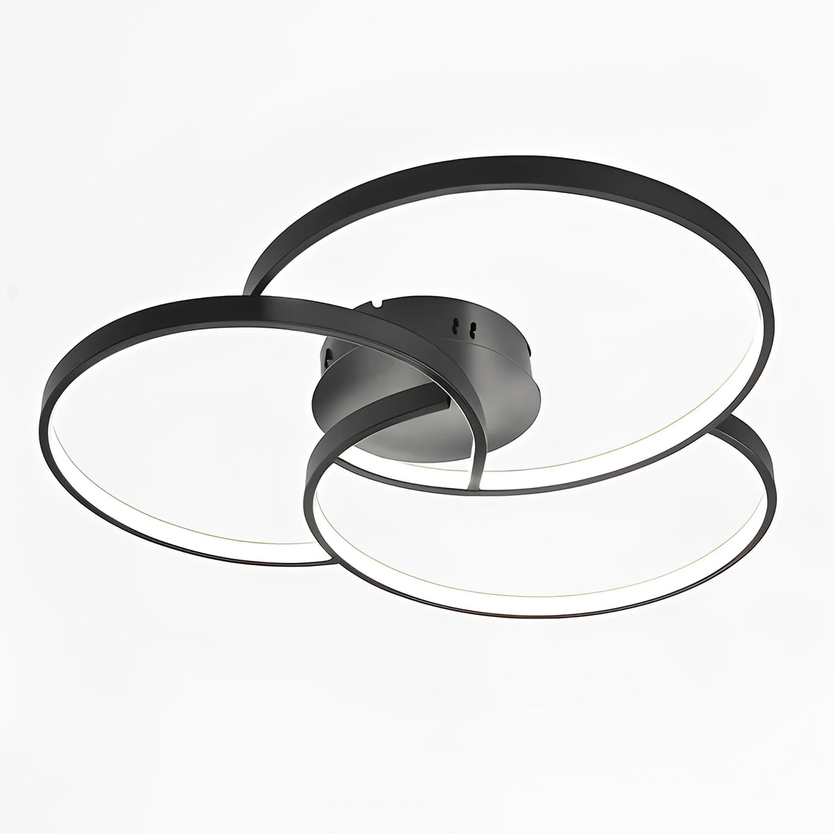 Plafonnier LED Rosace Trois Cercles 58cm 74cm 90cm Noir Blanc Dimmable