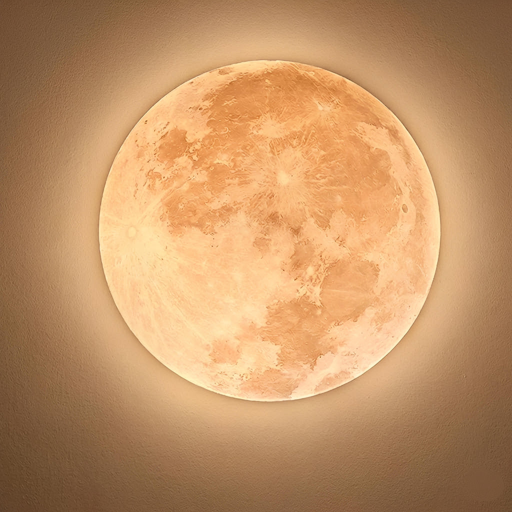 Plafonnier LED Lune 26cm 38cm 48cm Acrylique Texturé Dimmable Télécommande