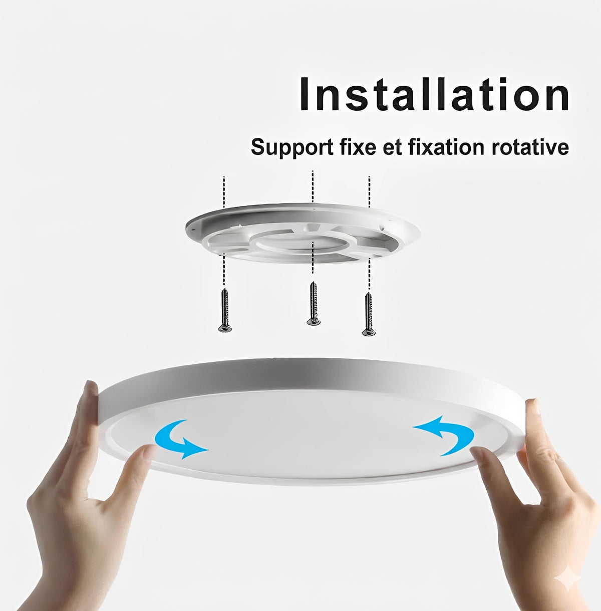 Plafonnier LED Grain de Bois 24W 32W Dimmable Télécommande Noir Blanc Doré