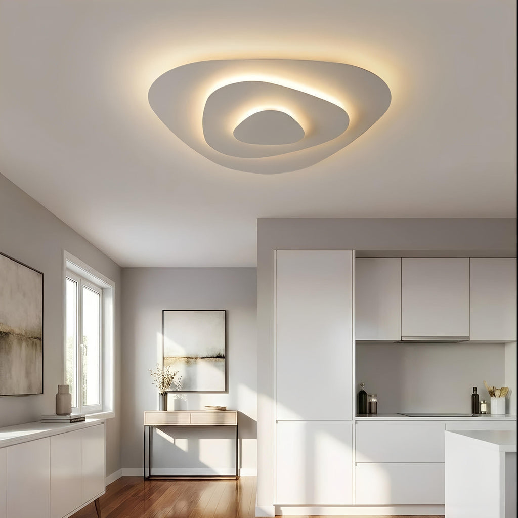 Plafonnier LED Doré Géométrique 40cm 50cm 60cm Dimmable Télécommande Salon