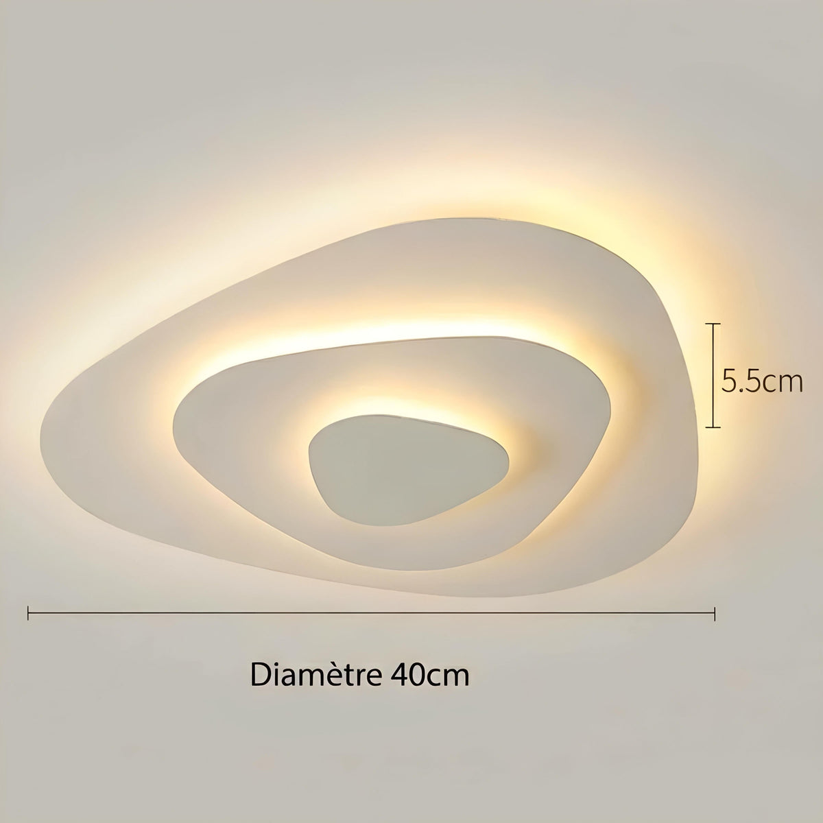 Plafonnier LED Doré Géométrique 40cm 50cm 60cm Dimmable Télécommande Salon