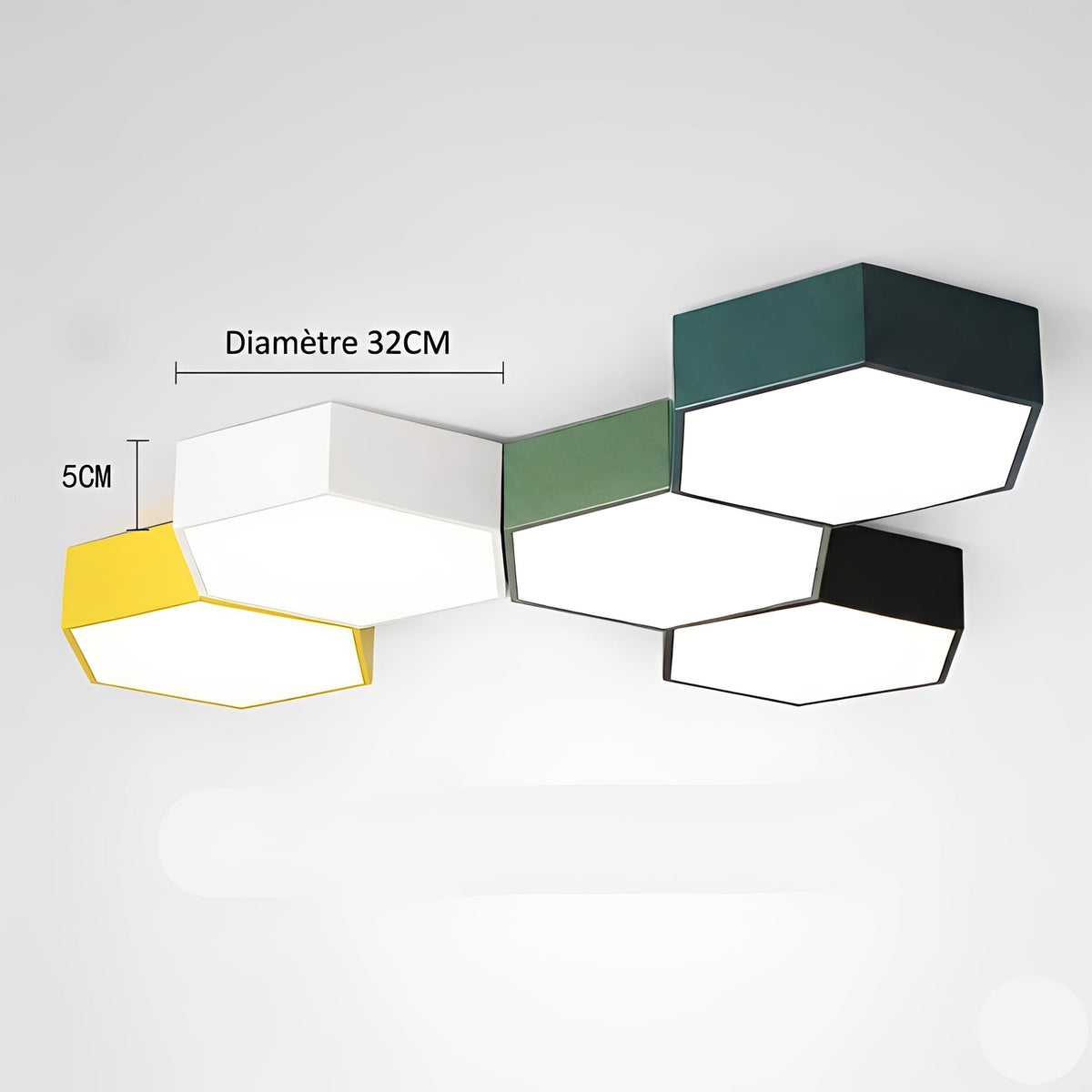 Plafonnier LED Hexagonal Nid d'Abeille Coloré 2 à 5 Modules Dimmable