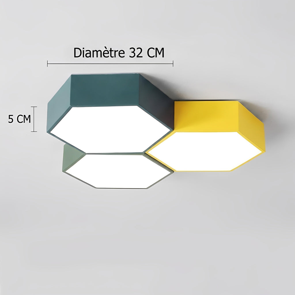 Plafonnier LED Hexagonal Nid d'Abeille Coloré 2 à 5 Modules Dimmable