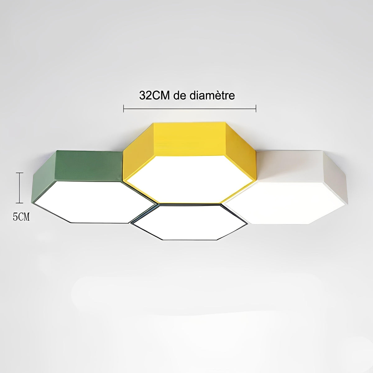 Plafonnier LED Hexagonal Nid d'Abeille Coloré 2 à 5 Modules Dimmable