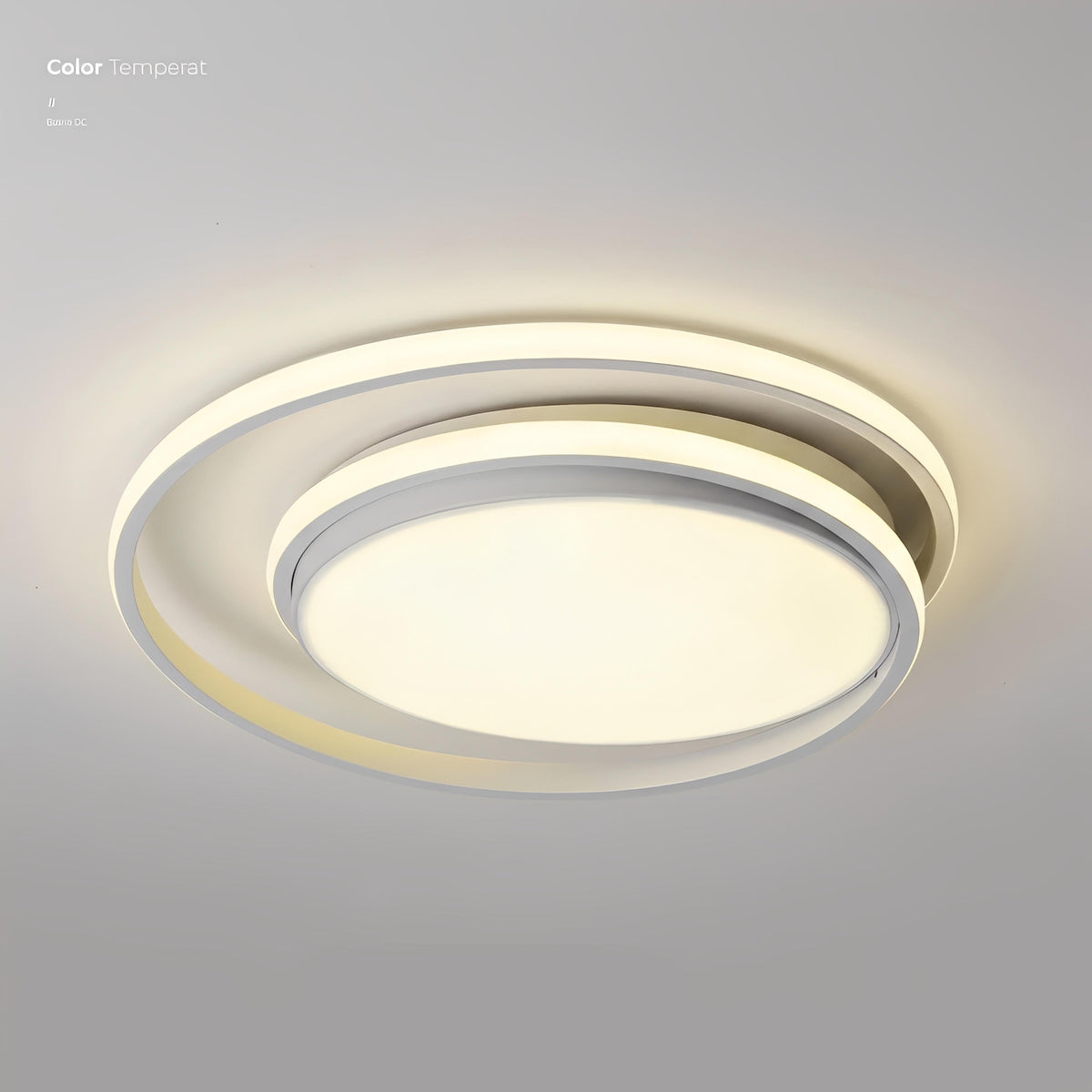 Plafonnier LED Anneaux Croisés 60cm Doré Noir Dimmable Télécommande