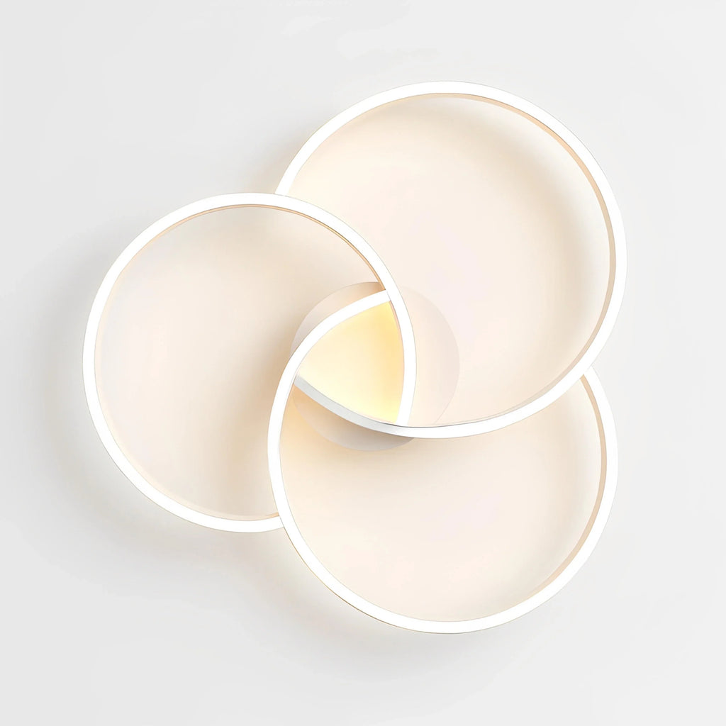 Plafonnier LED Rosace Trois Cercles 58cm 74cm 90cm Noir Blanc Dimmable